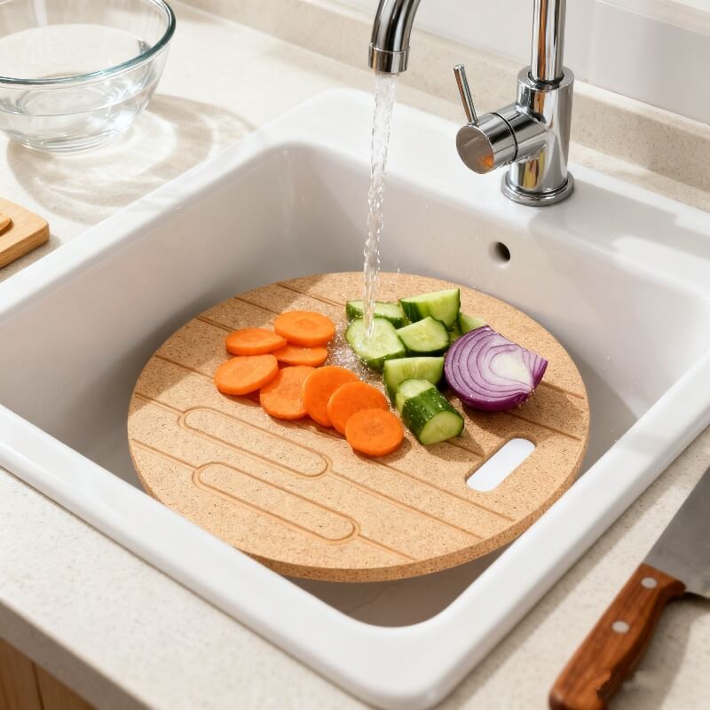 Double-Sided Wood Pizza Cutting Board, Food Grade, 18.2" Round